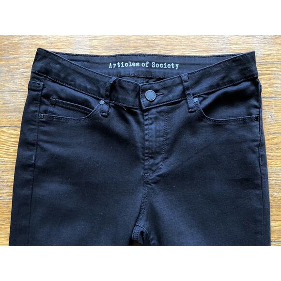 ARTICLES of SOCIETY ‘Carly Skinny Crop’ Distressed Black Denim Jeans size 27 - Picture 3 of 11